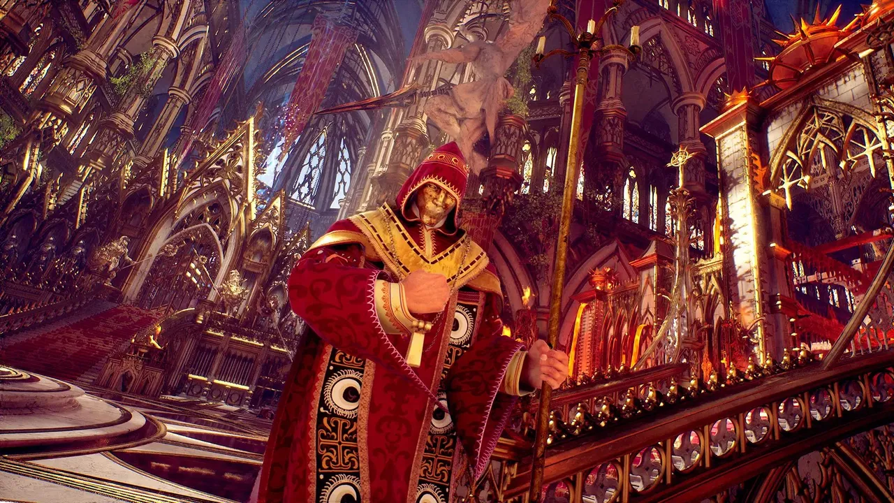 Official Crimson Moon artwork — Cardinal Mathias Boss Guide — Crimson Moon's Archspire Cathedral Fight