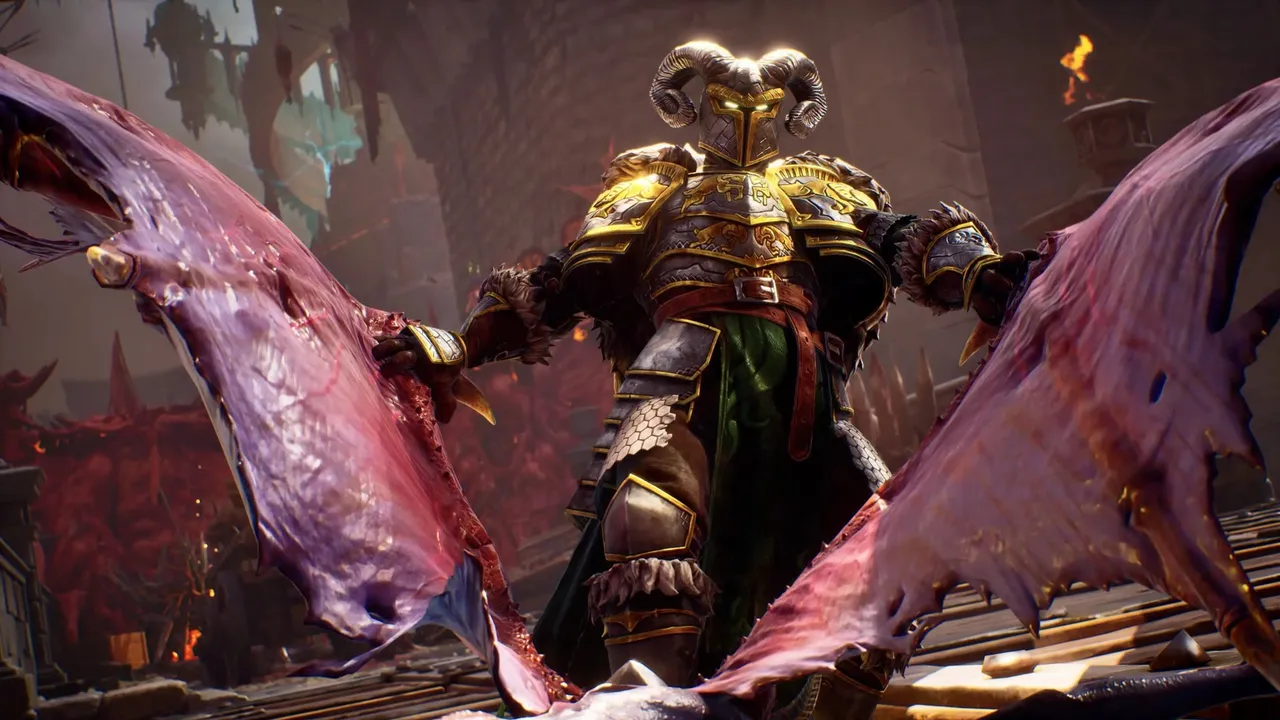 Official Crimson Moon artwork — General Valahk-Nor Boss Guide — Crimson Moon's Demon Rider at the Wall Tower